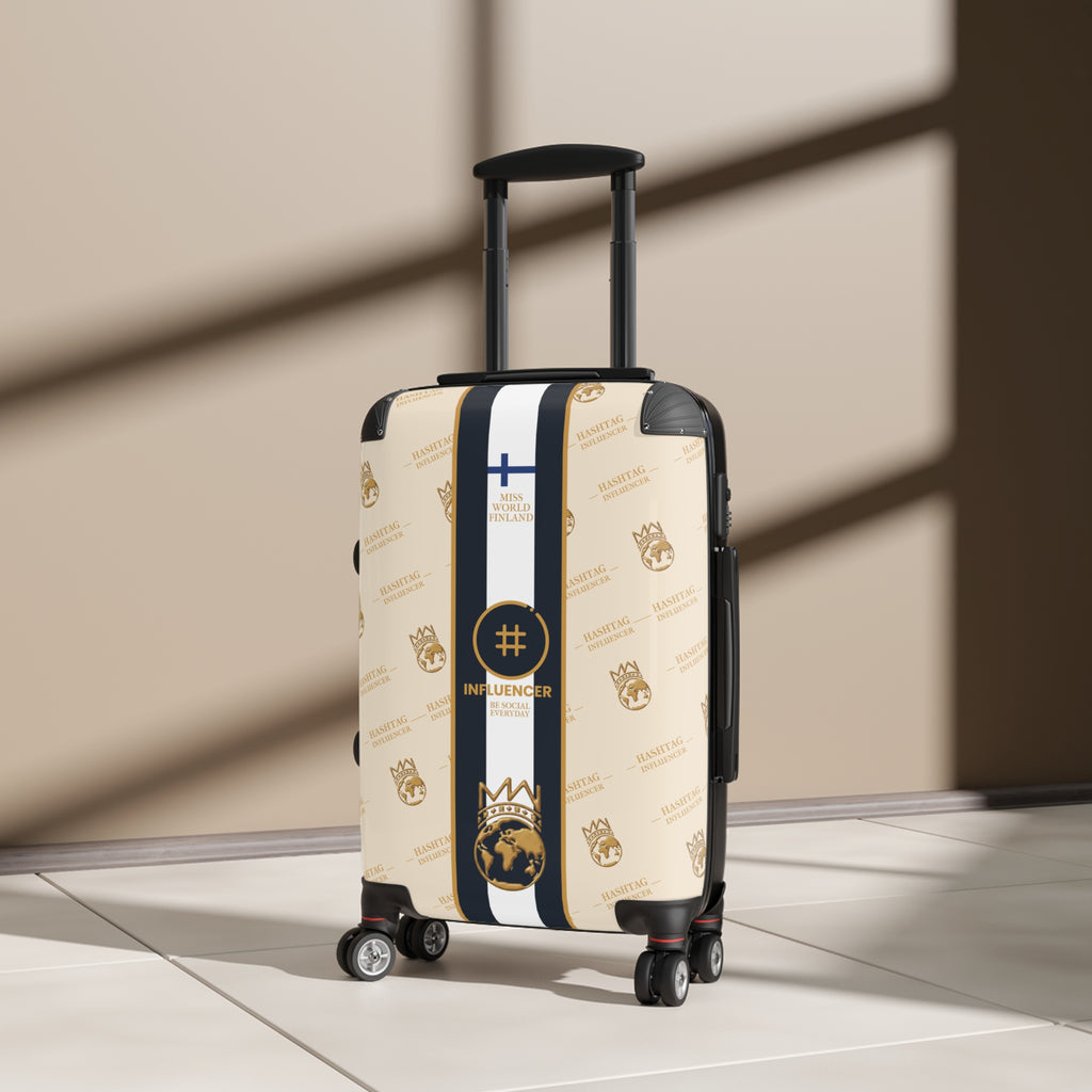 Influencer Crest Carry-On Suitcase — Monogrammed Travel Luggage with Gold Emblem