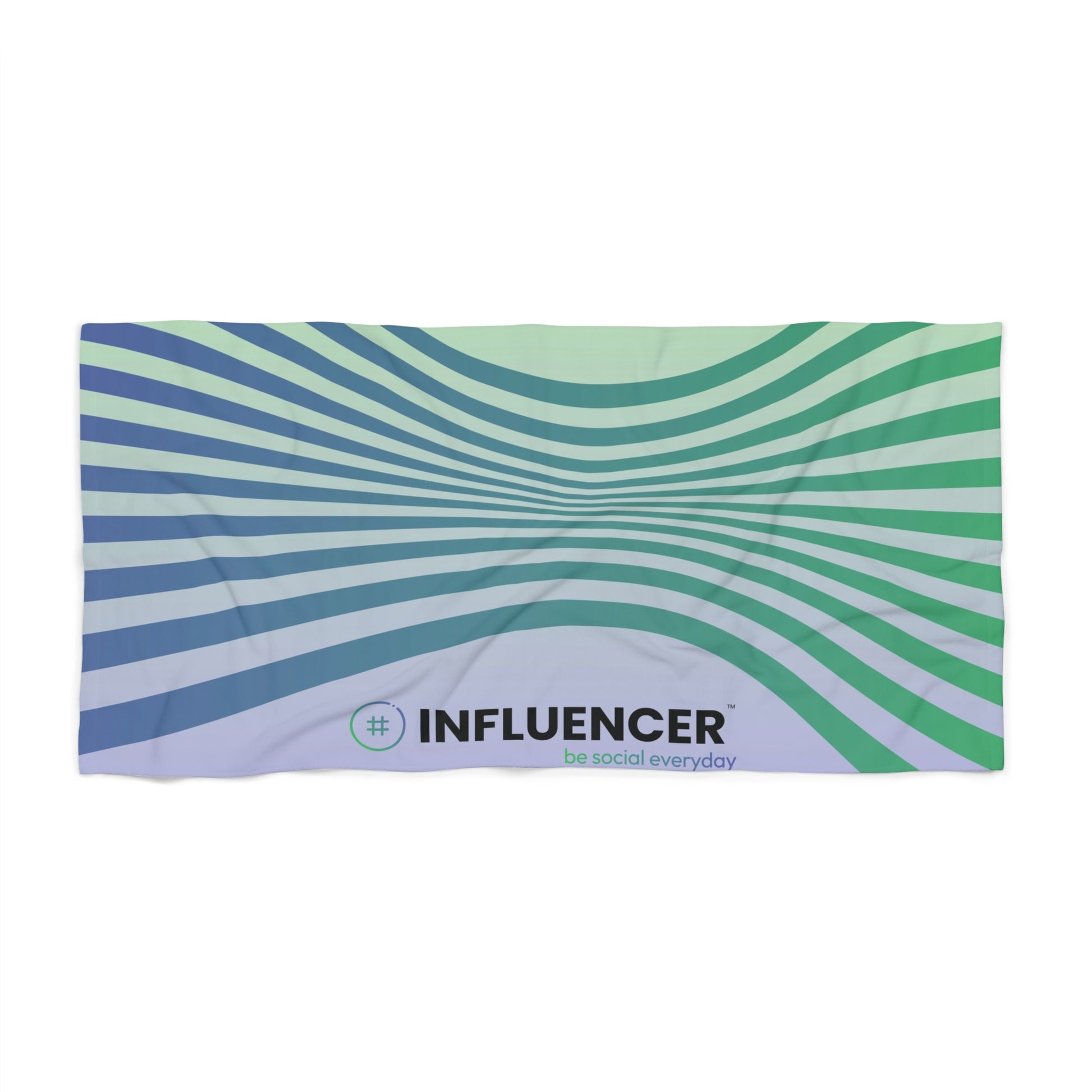 #Influencer Beach Towel — Green Blue Wave Logo Towel