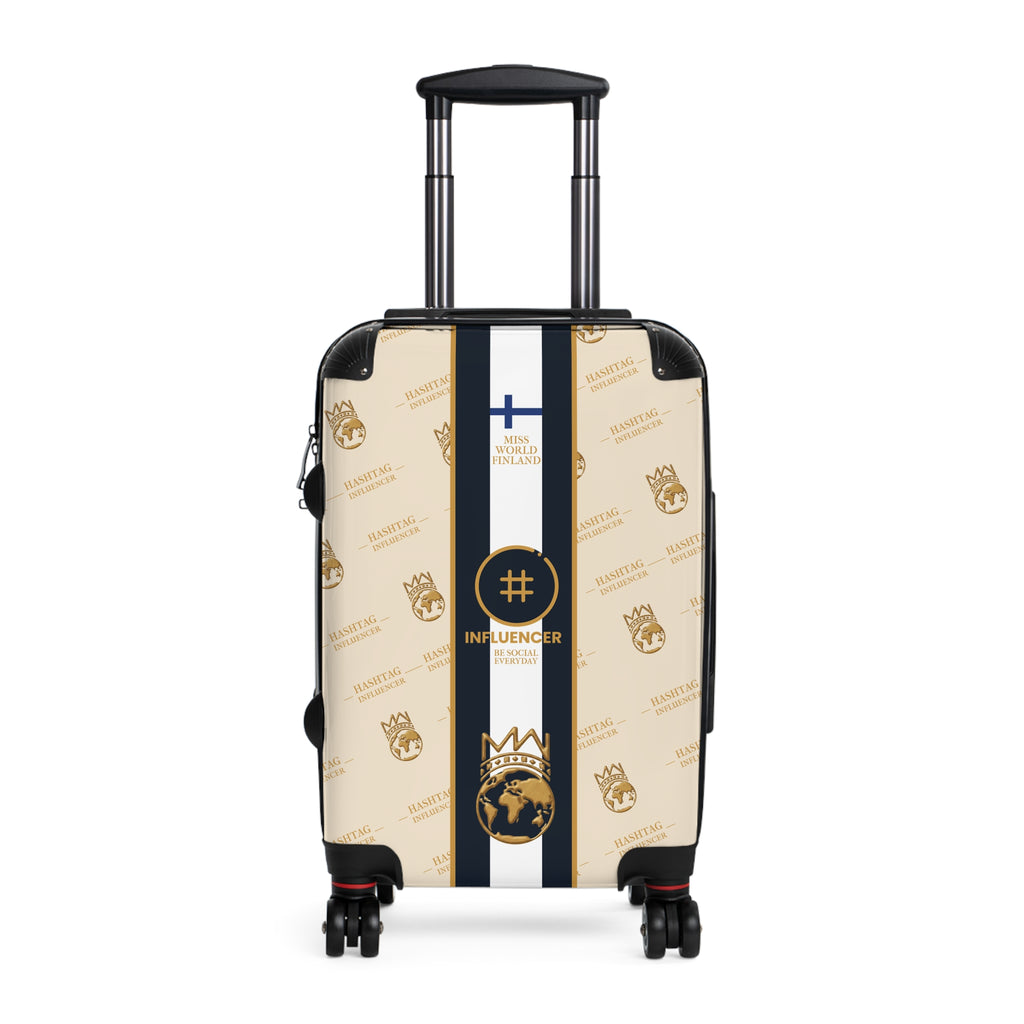 Influencer Crest Carry-On Suitcase — Monogrammed Travel Luggage with Gold Emblem