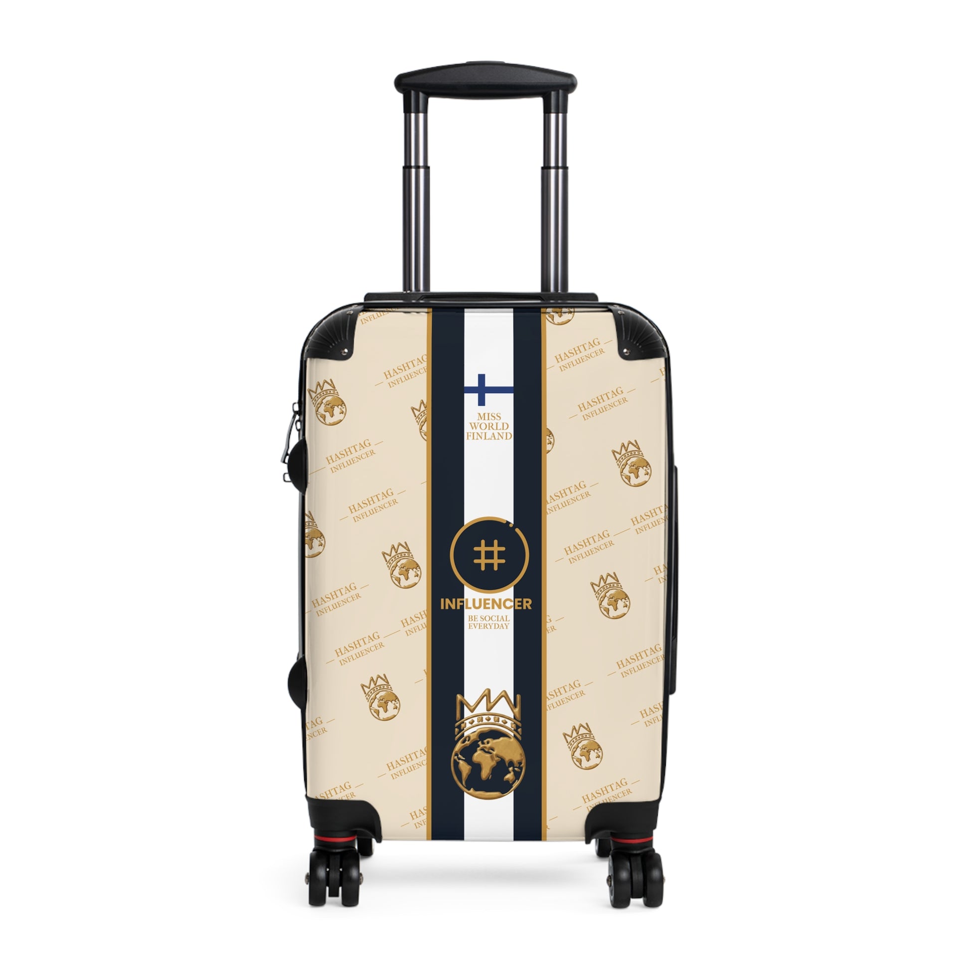 Influencer Crest Carry-On Suitcase — Monogrammed Travel Luggage with Gold Emblem