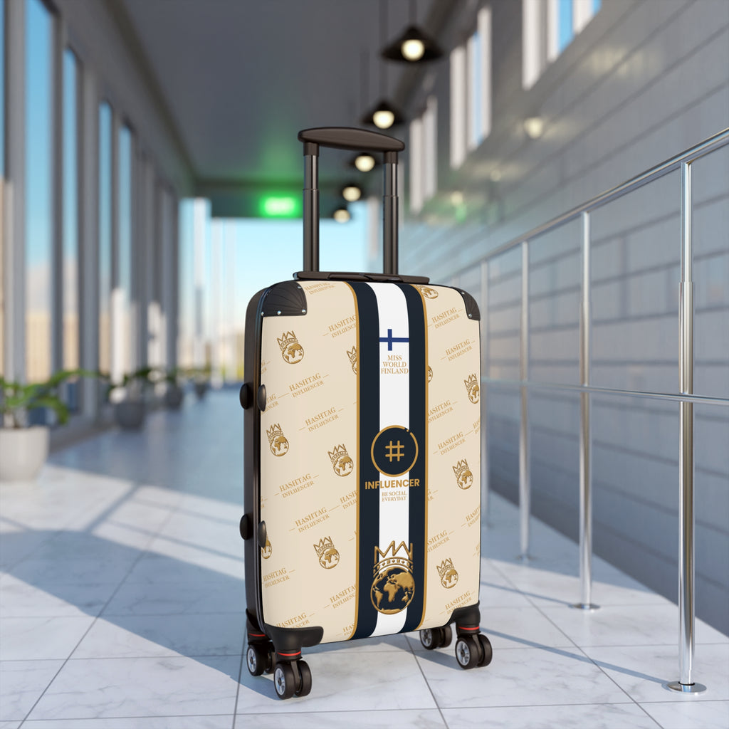 Influencer Crest Carry-On Suitcase — Monogrammed Travel Luggage with Gold Emblem