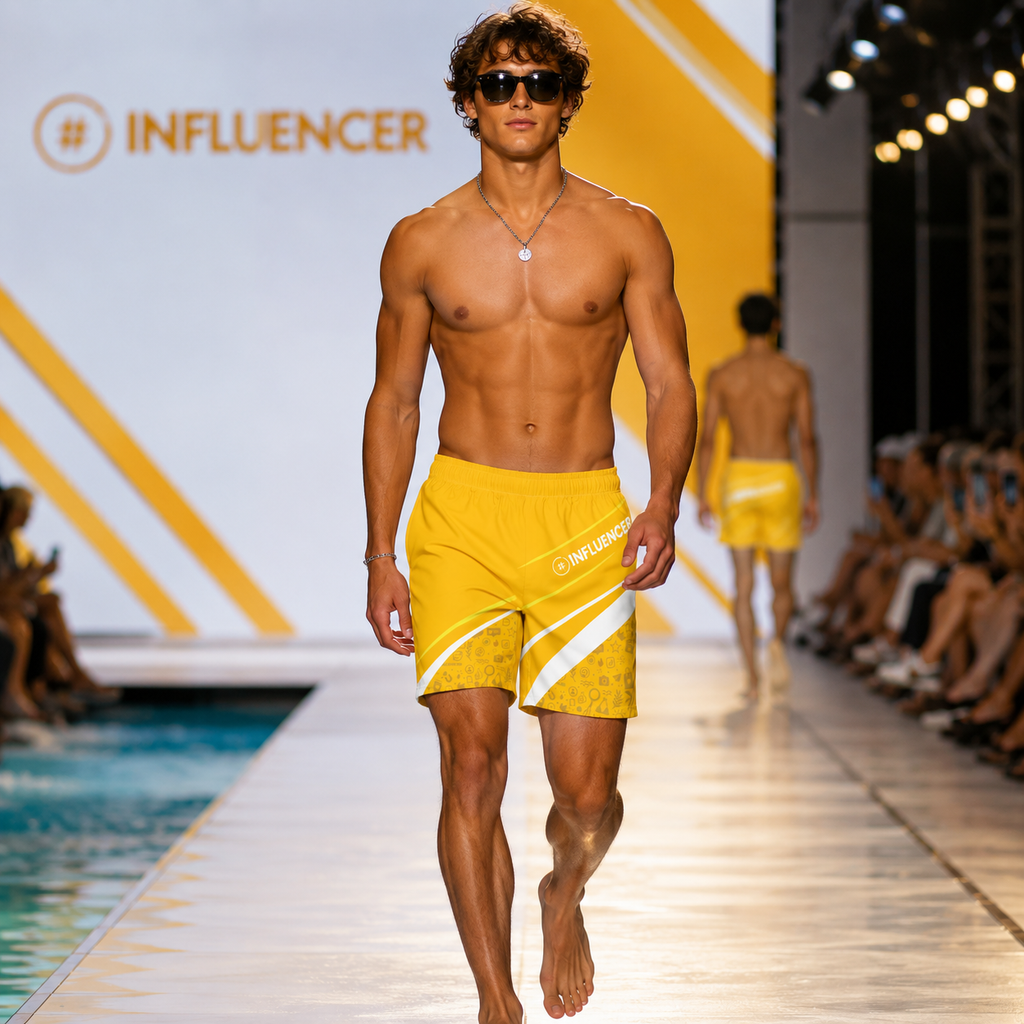 Golden Yellow Influencer Swim Trunks